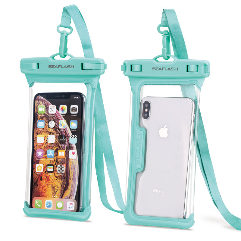 Clear waterproof phone pouch for beach, pool and outdoor use