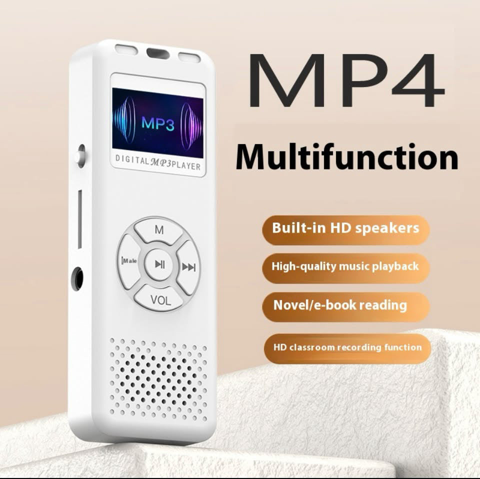 Portable MP4 player with built-in screen.